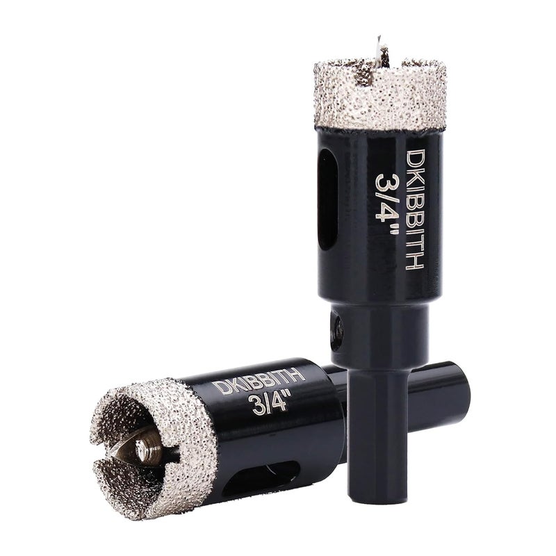 DKIBBITH 3/4" Diamond Hole-Saw Bits with Pilot Drill Bit - 2pc 3/4 inch Diamond Tipped Tile Hole Saws with Guiding Bit for Accurate Drilling, for Porcelain Tile Ceramic Pottery Granite Stone Glass Bottles 20mm - Image 1